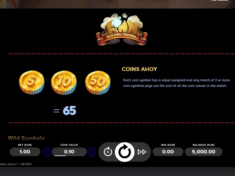 Таблица выплат Finns Golden Tavern